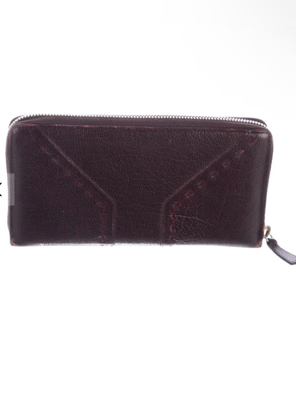 Yves Saint Laurent Muse round zipper wallet in burgundy leather - Picture 9 of 12